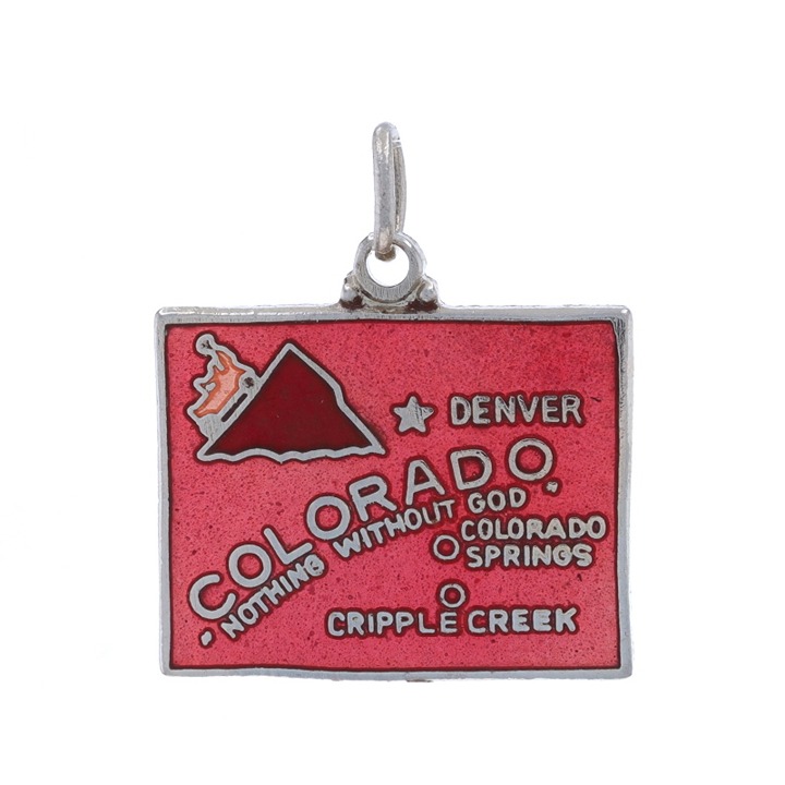 Sterling Silver Vintage Colorado Charm 925 Red Enamel U.S Travel Souvenir LX3332