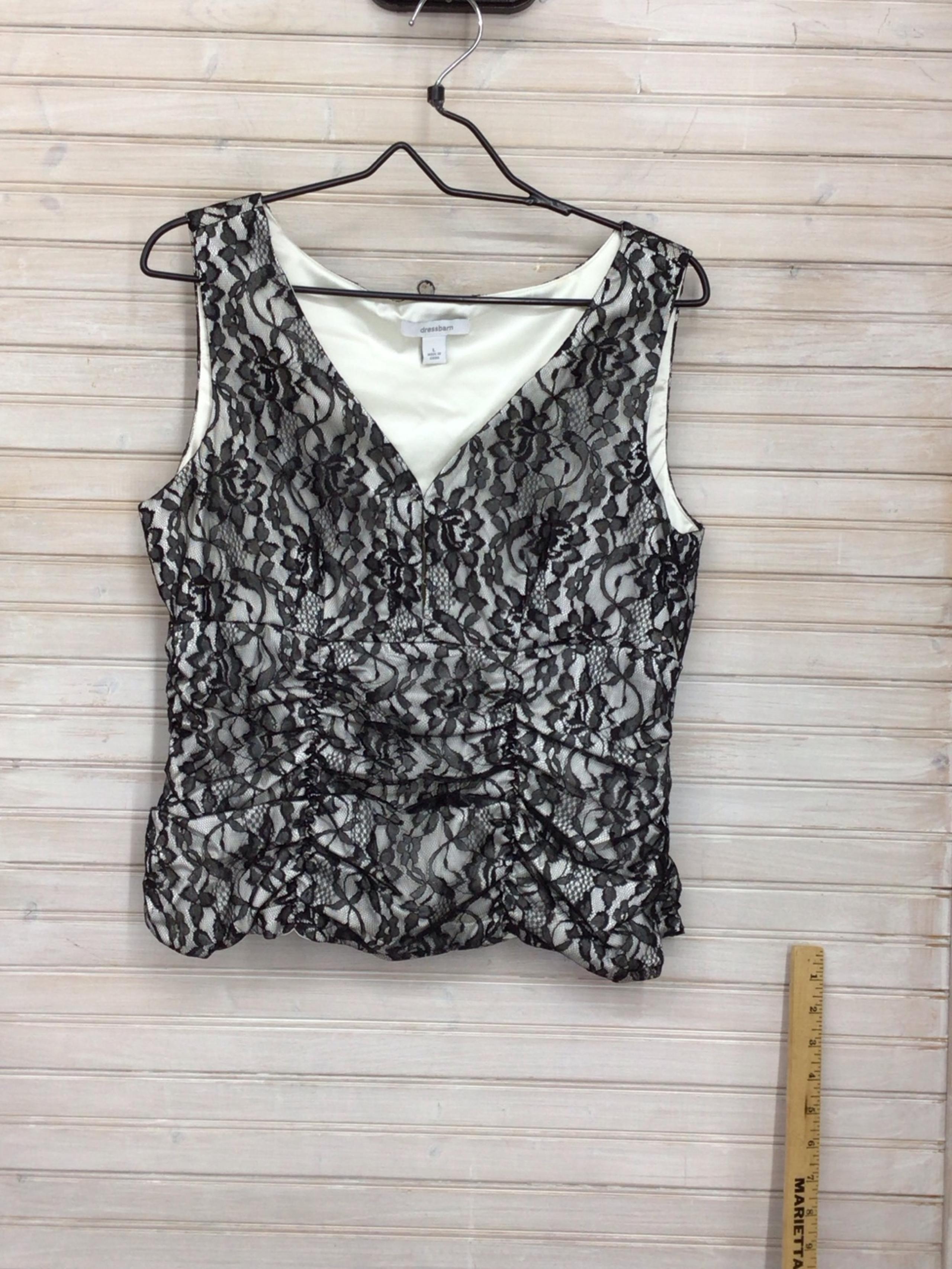 Vintage Dress Barn Women’s L Ivory & Black Lace Formal Blouse