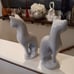 White Ceramic Siamese Cats With Green Eyes