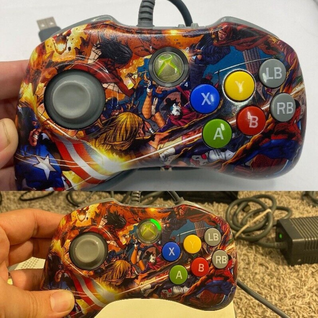 PDP Versus Fighting Pad Marvel Edition Wired Controller & Box Xbox 360 Tested