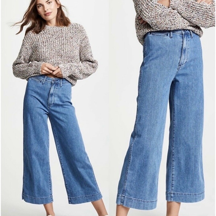 Madewell medium wash wide leg crop size 30