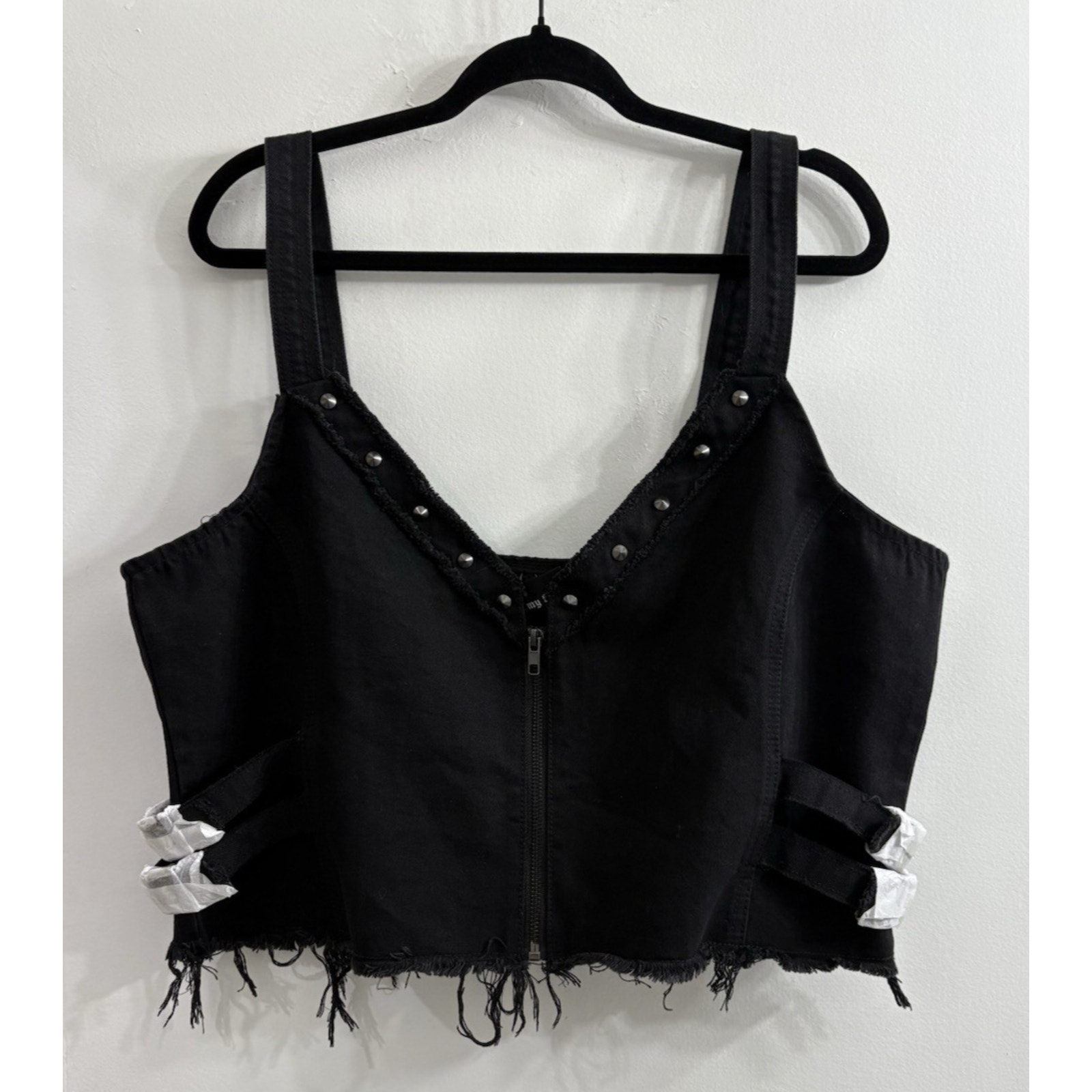 Killstar Women 3X Black Gothic Corset Style Tank Top Mysteries Zip Crop NWT