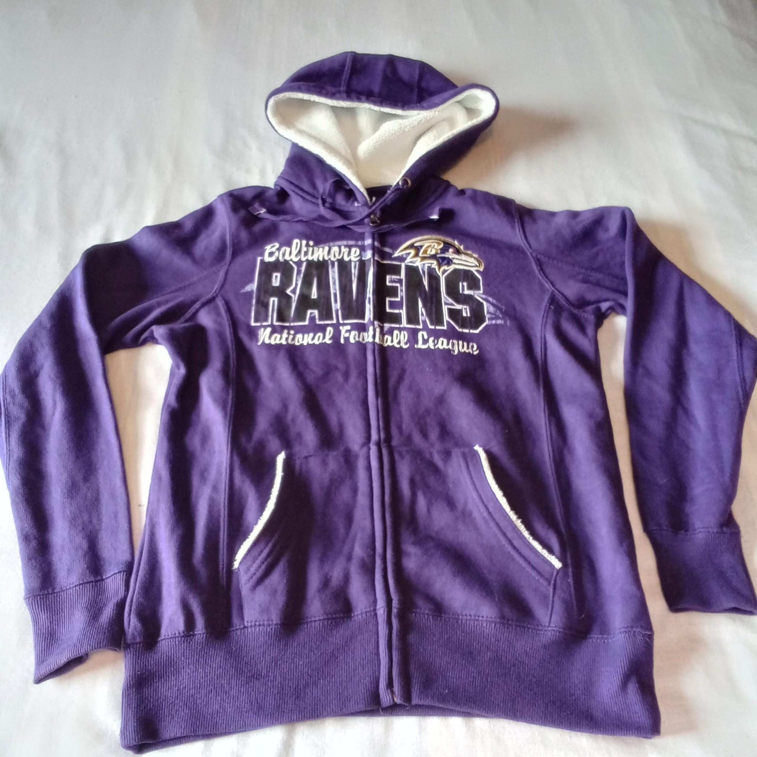 Baltimore Ravens NFL Team Apparel Women's Purple Hoodie S Sewn Logo Full Zip