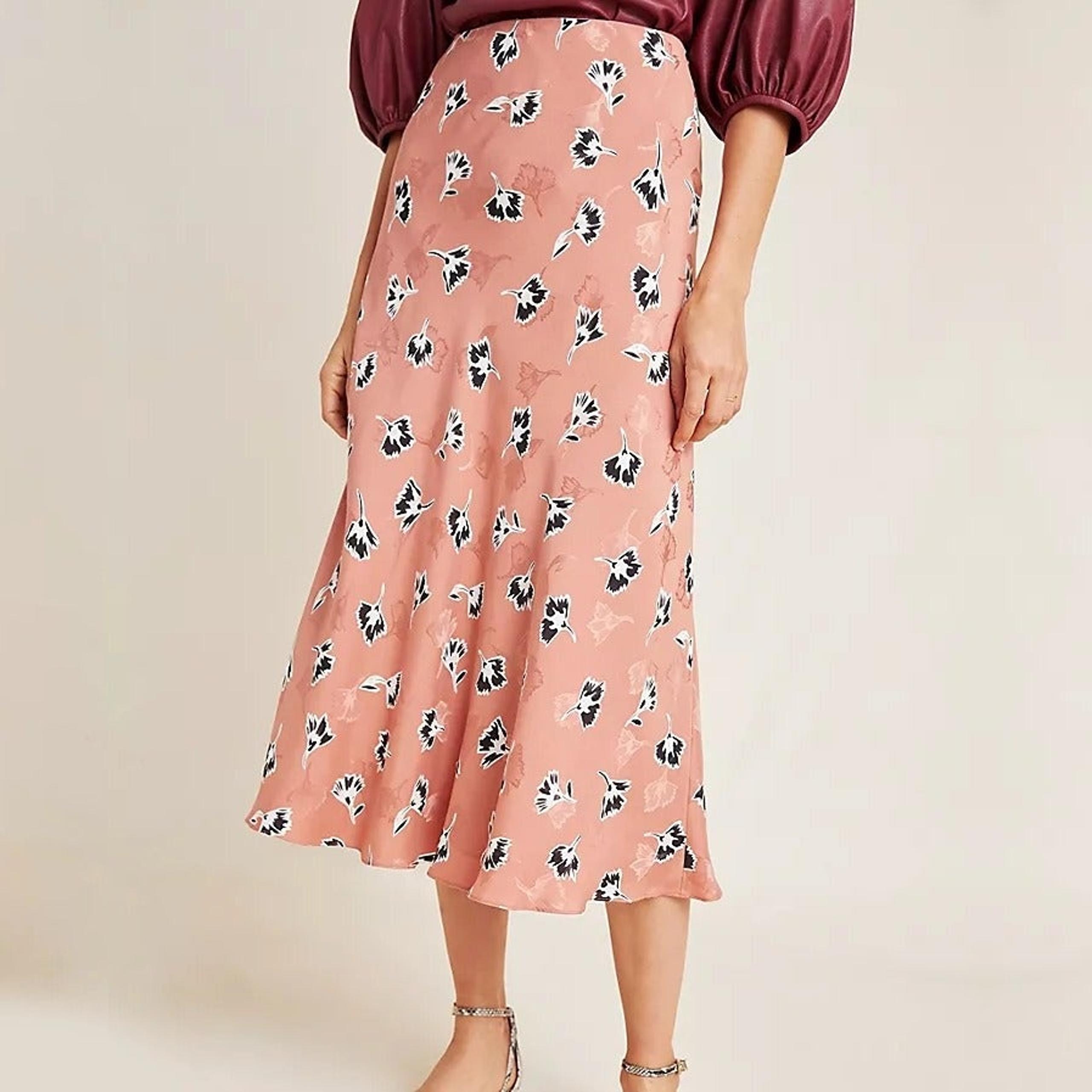 NEW Rebecca Taylor Paintbrush Blush Combo Silk Jacquard Skirt