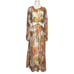 Womens 8 Pastel Abstract Print Maxi Dress Front Tie Cutout Sheer Flowing Fabric