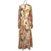 Womens 8 Pastel Abstract Print Maxi Dress Front Tie Cutout Sheer Flowing Fabric