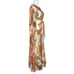 Womens 8 Pastel Abstract Print Maxi Dress Front Tie Cutout Sheer Flowing Fabric