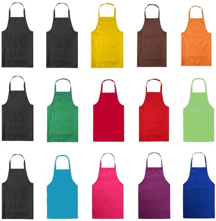Total 15 PCS Mixed Plain Color Bib Apron