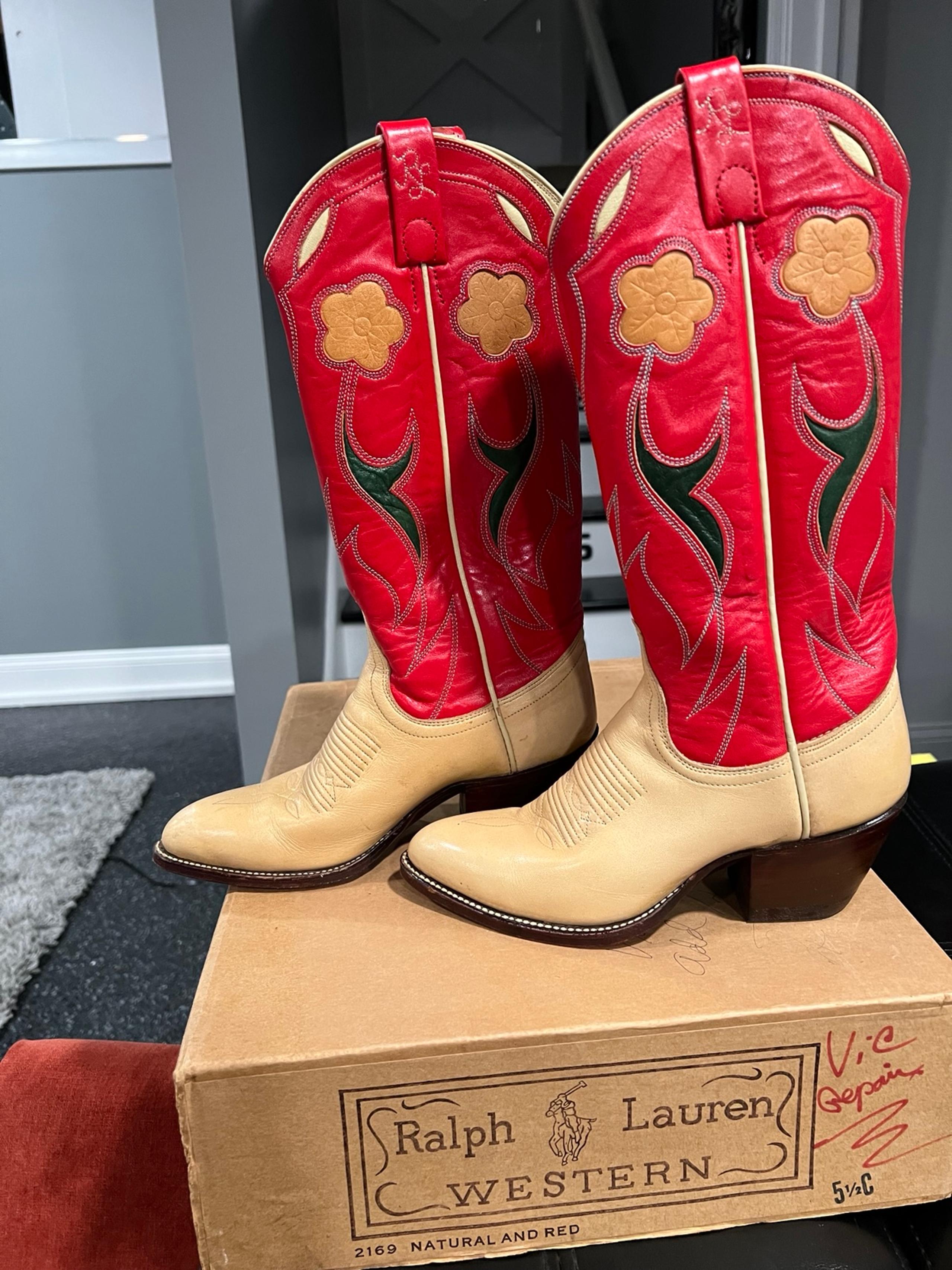 VERY RARE VINTAGE RALPH LAUREN Selene Cowboy Boots 2169 Womens 6 EXCELLENT W BOX