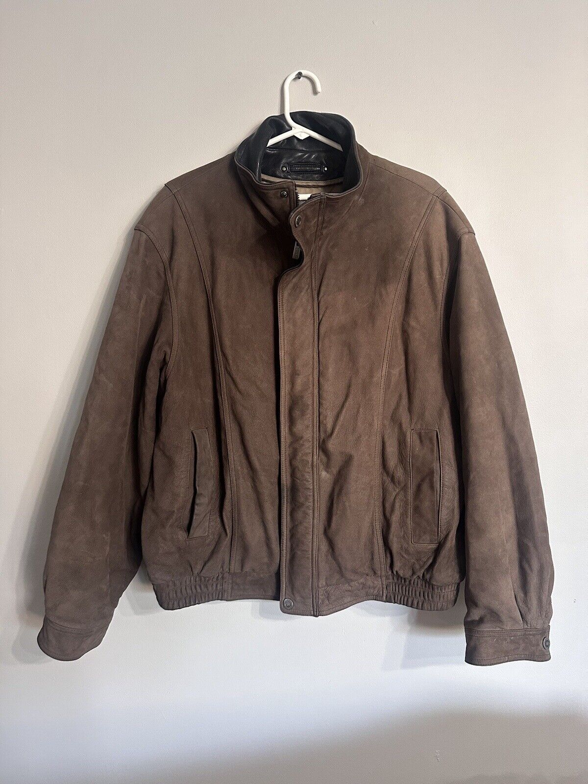 Vintage Wilsons Leather Jacket Men X-Large Brown Suede Leather Collar Bomber