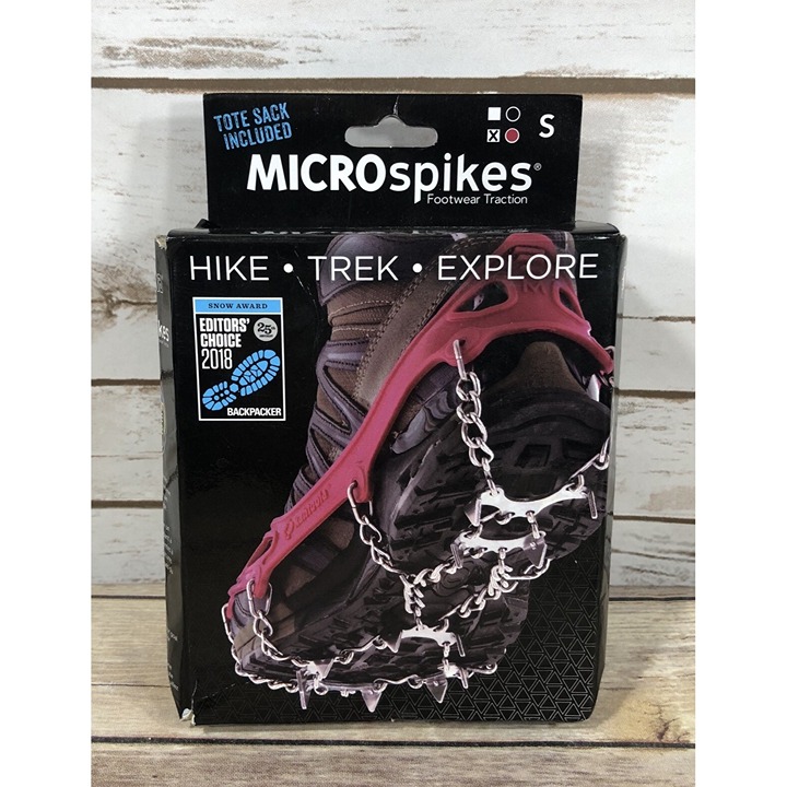 Kahtoola MicroSpikes Footwear Traction Hiking Crampon Size Small Red Winter