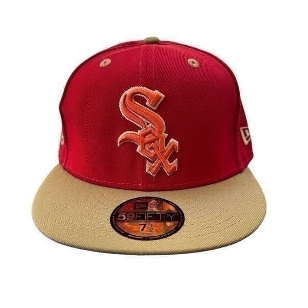 New Era 59FIFTY Chicago White Sox Red Beige Fitted Cap Size 7 3/8 2003 all star