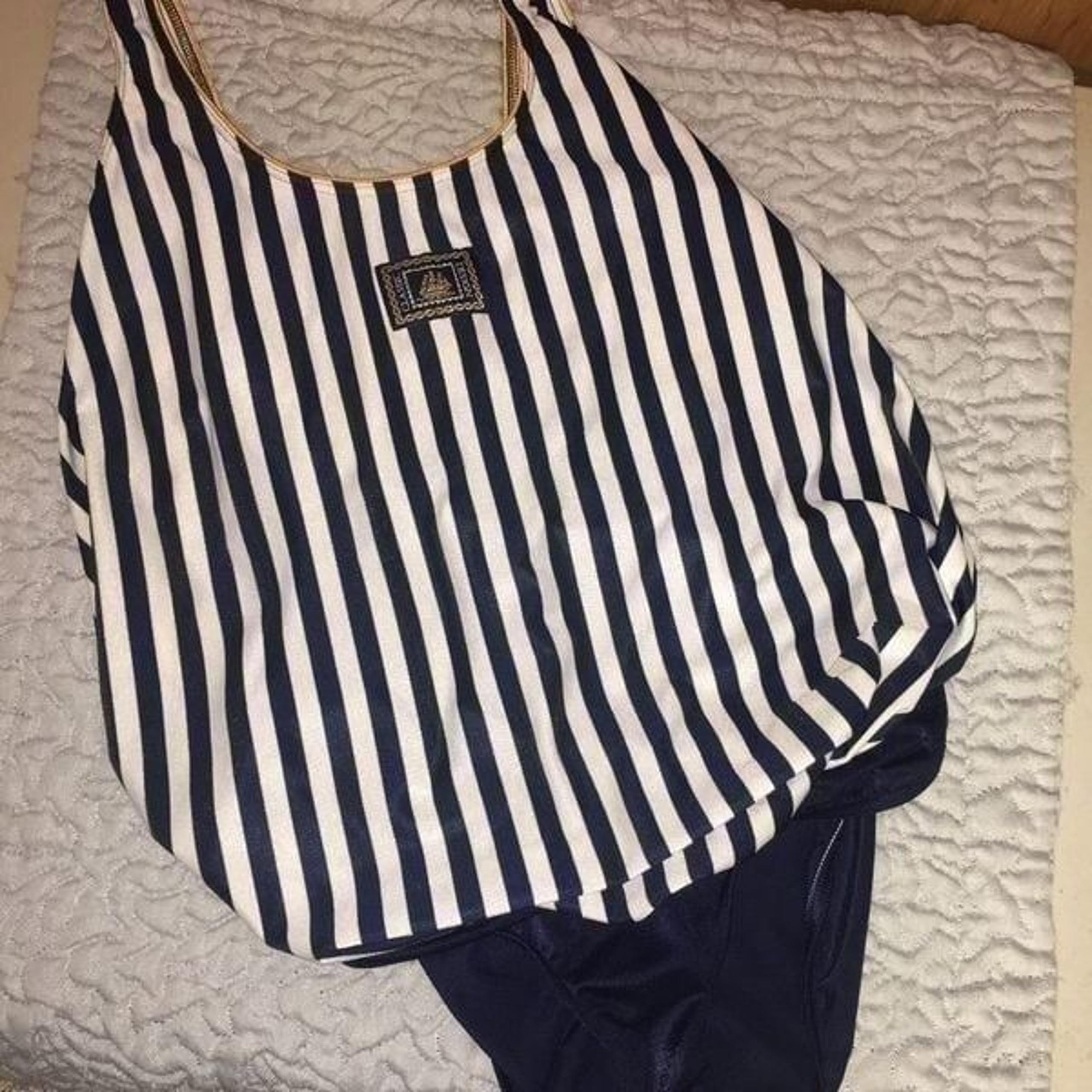 Christina classic design Nautical Themed blue white stripesOne Piece Plus Size 1