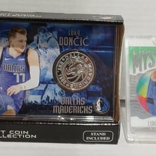 Luka Doncic Highland Mint Silver Plated Coin & Illusions Mystique #20 card