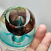 Egg Shaped Paperweight Large Bulicante Trumpet Lily Shape Inside Blue Teal Brown