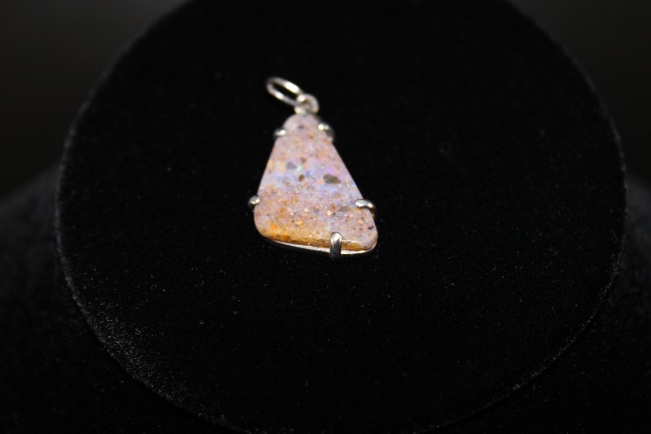 Real genuine Louisiana Opal Sterling Silver prong set pendant