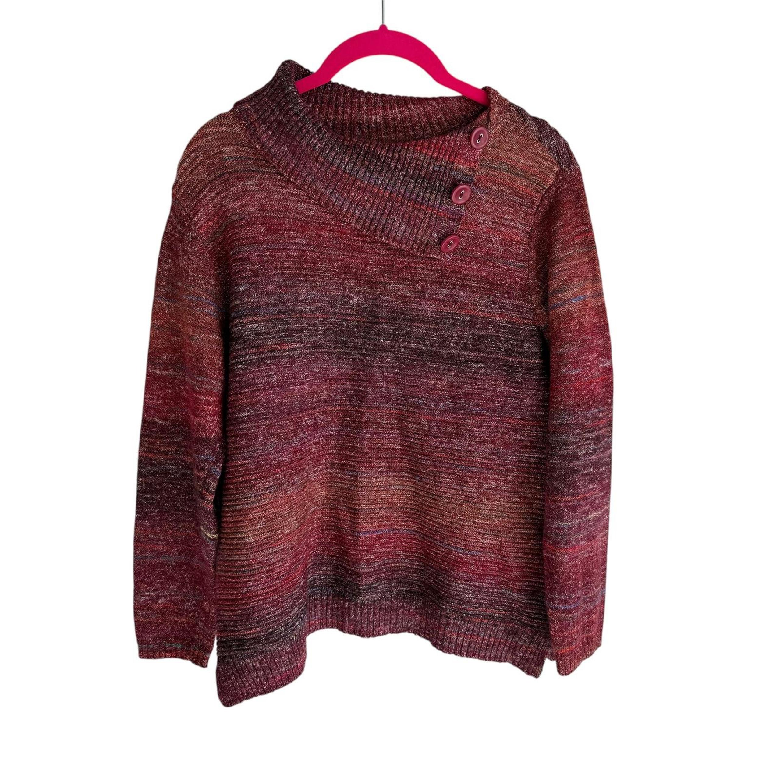 CHRISTOPHER & BANKS Multicolor Button Cowl Neck Ladies Sweater, M