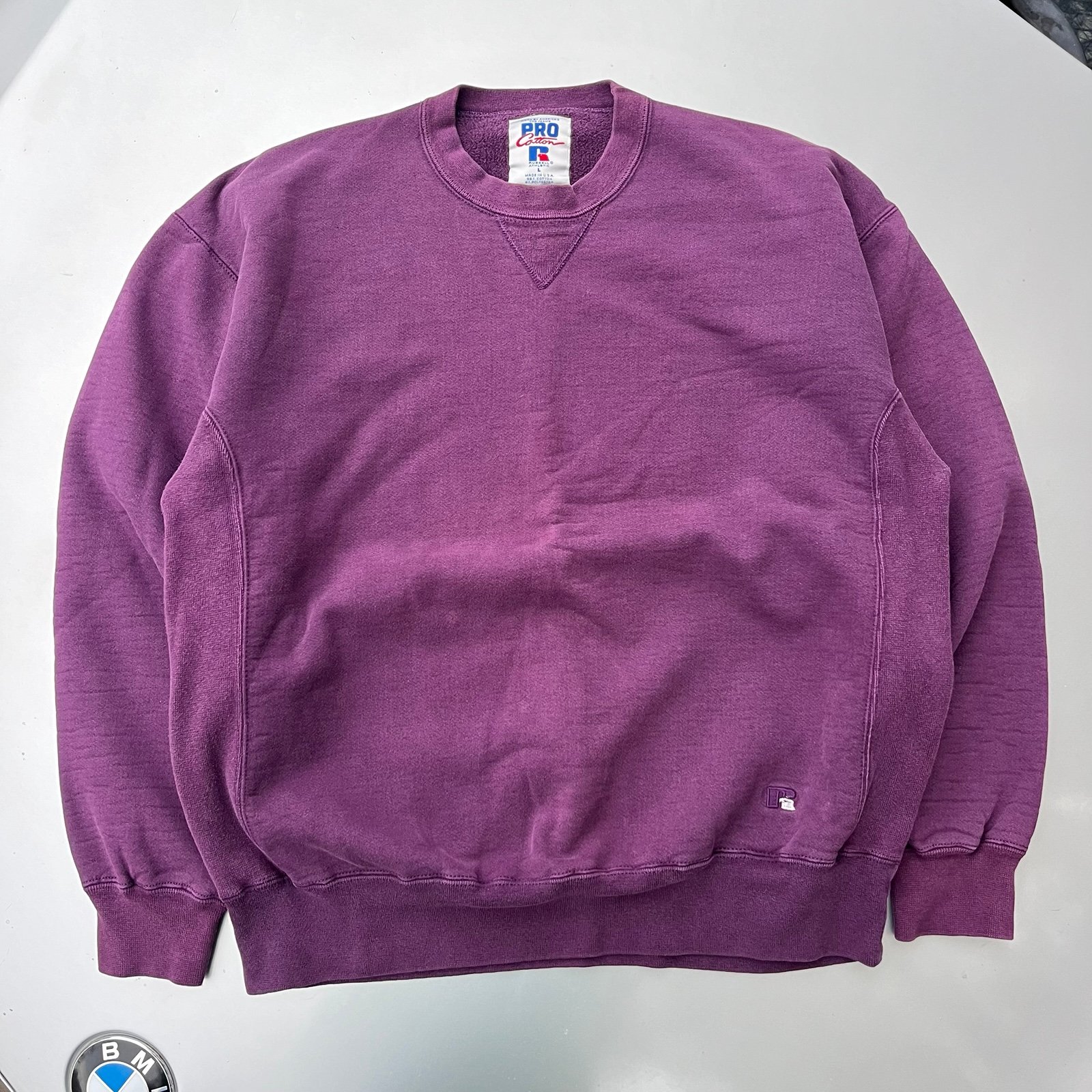 Purple vintage 90s Pro Club reverse weave RUSSELL ATHLETIC sweatshirt
