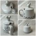 disney parks mickey mouse ceramic black and white tea duo (comes with teapot and