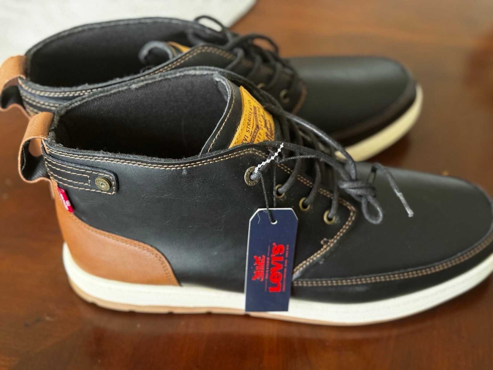 Levi's black and brown leather boots for men 12
