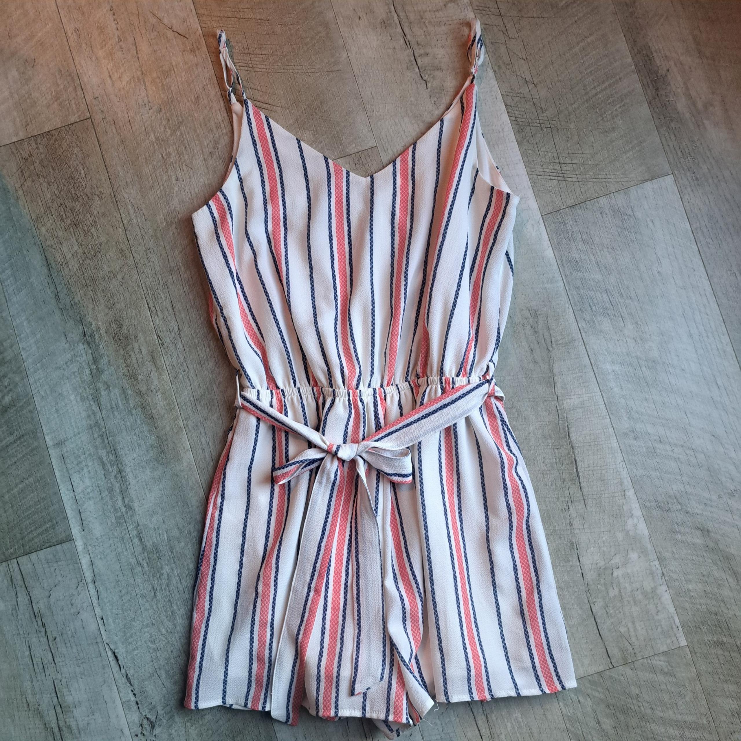 XS women's roper overalls striped shorts