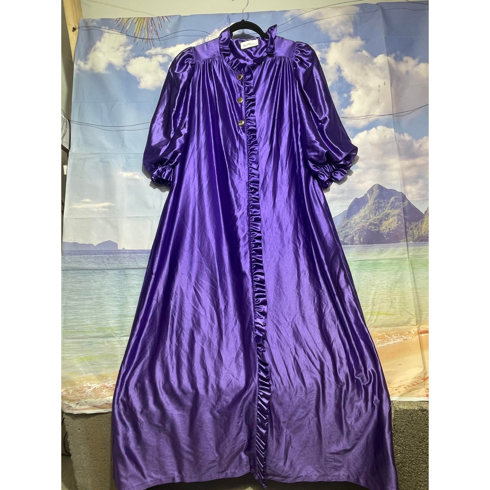 Vintage Miss Elaine Women Hollywood Purple Dressing Gown Robe elegant medium