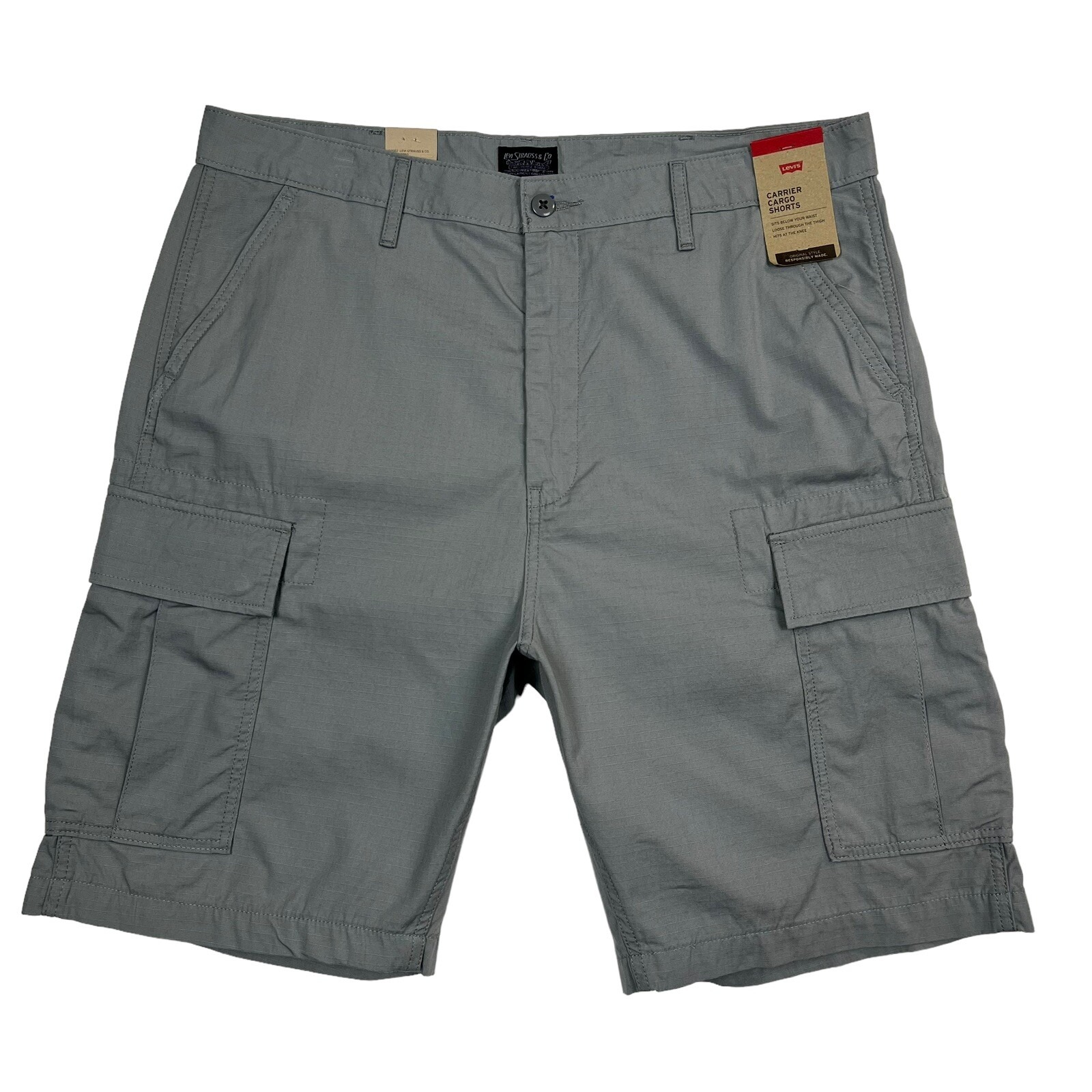 Levis Men's Carrier Cargo Bermuda Shorts Size 38X10 (Waist 40 in) Gray Cotton