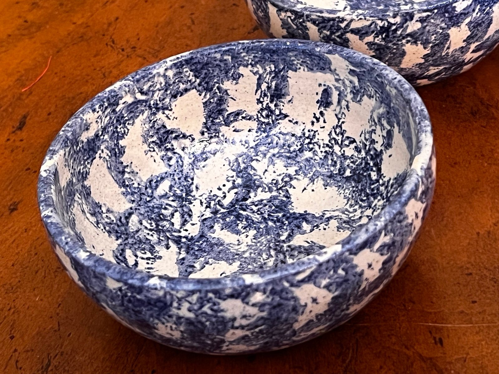 Vintage 1991 Spongeware Pottery Fruit Bowls Set Of 3
