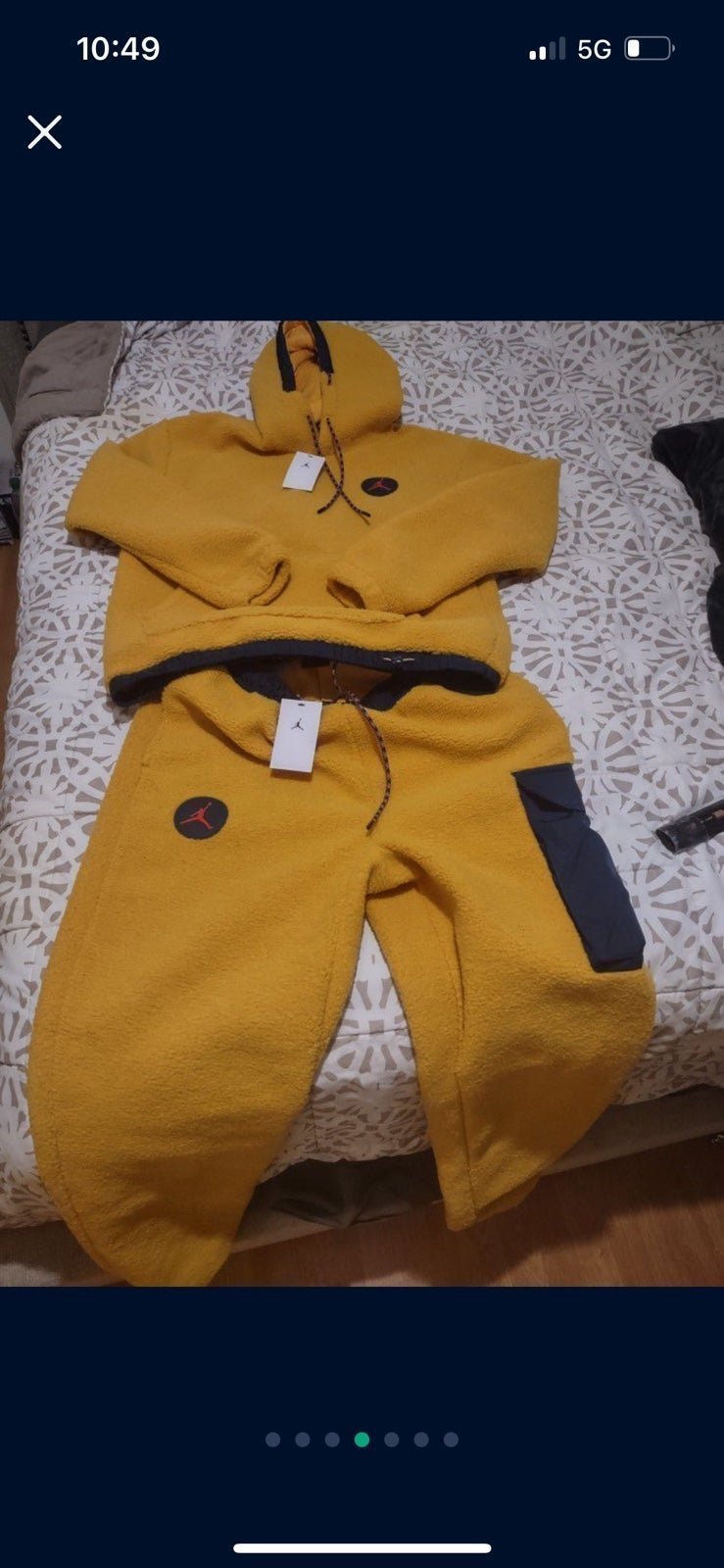 Brand New Air Jordan Fleece Pants Only Gold Blue Sz L