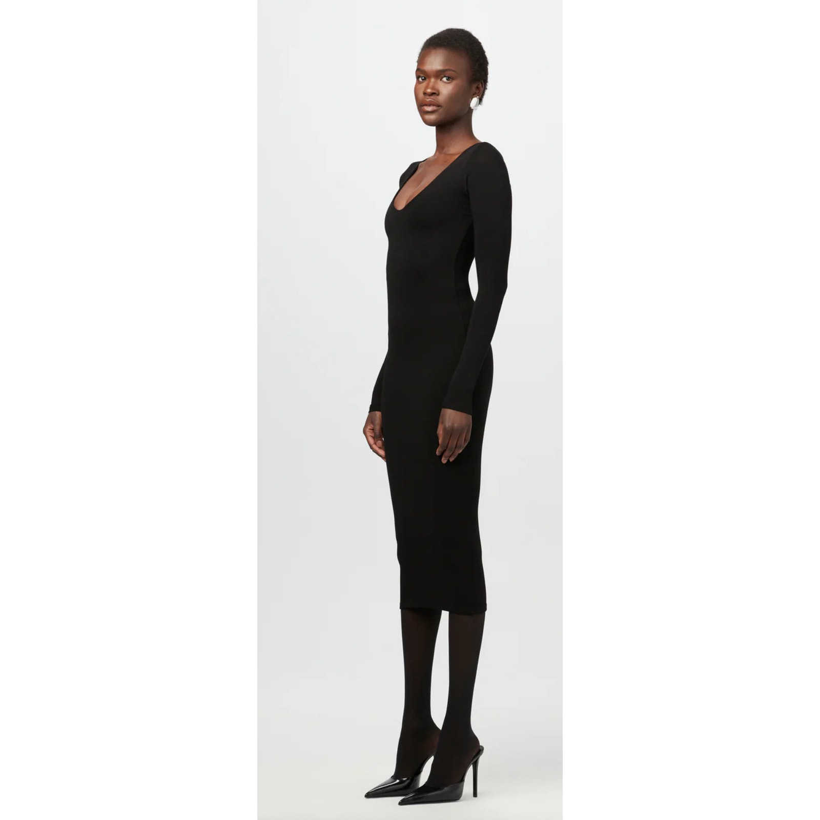Brand New Naked Wardrobe Women's Medium Black Bodycon Shapewear Midi Dress