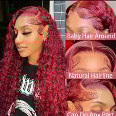 24 Inch Deep Wave Human Hair Lace Front Wig for Women
