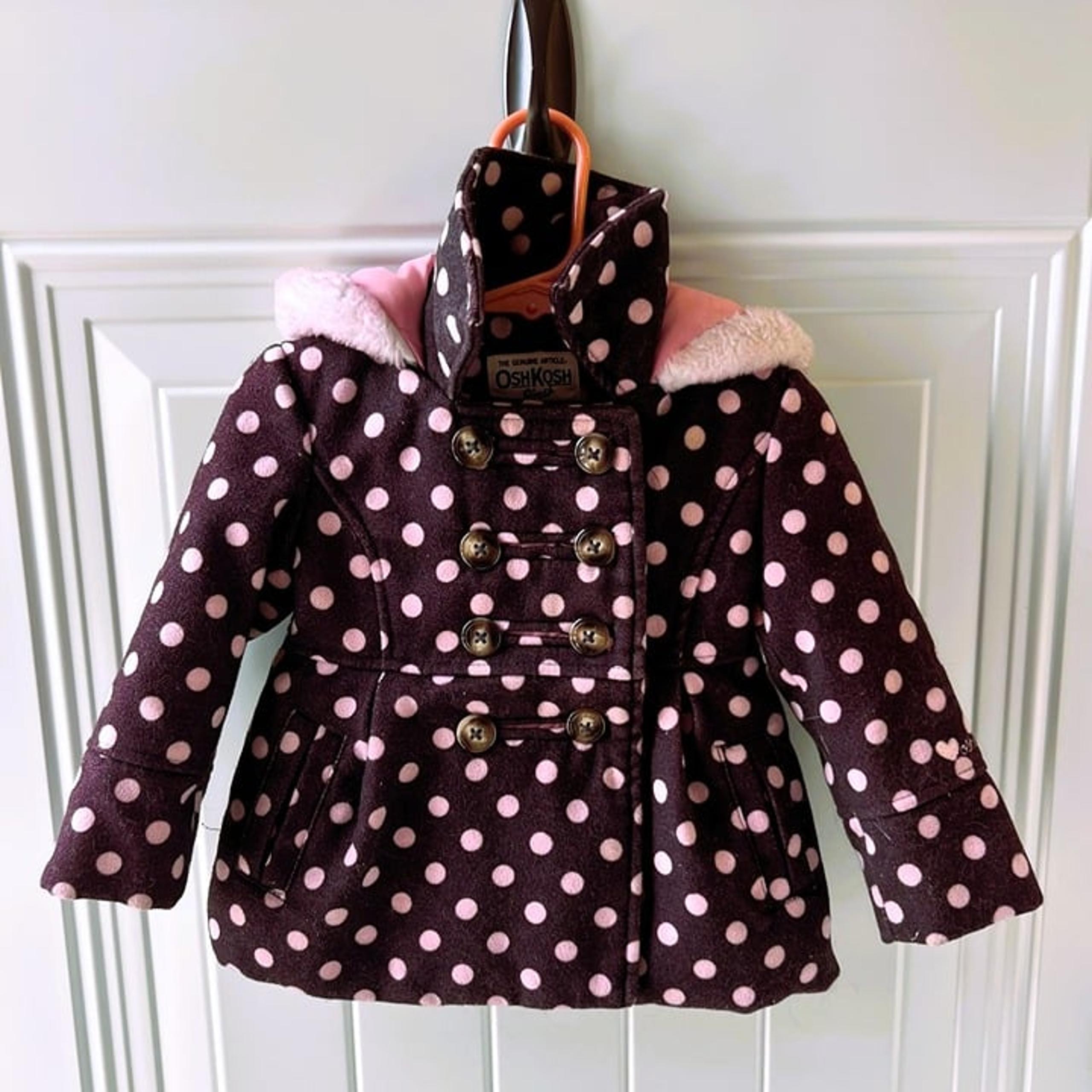 OshKosh B'gosh Polka Dot Peacoat – Toddler Girl’s Jacket (Size: 18M)