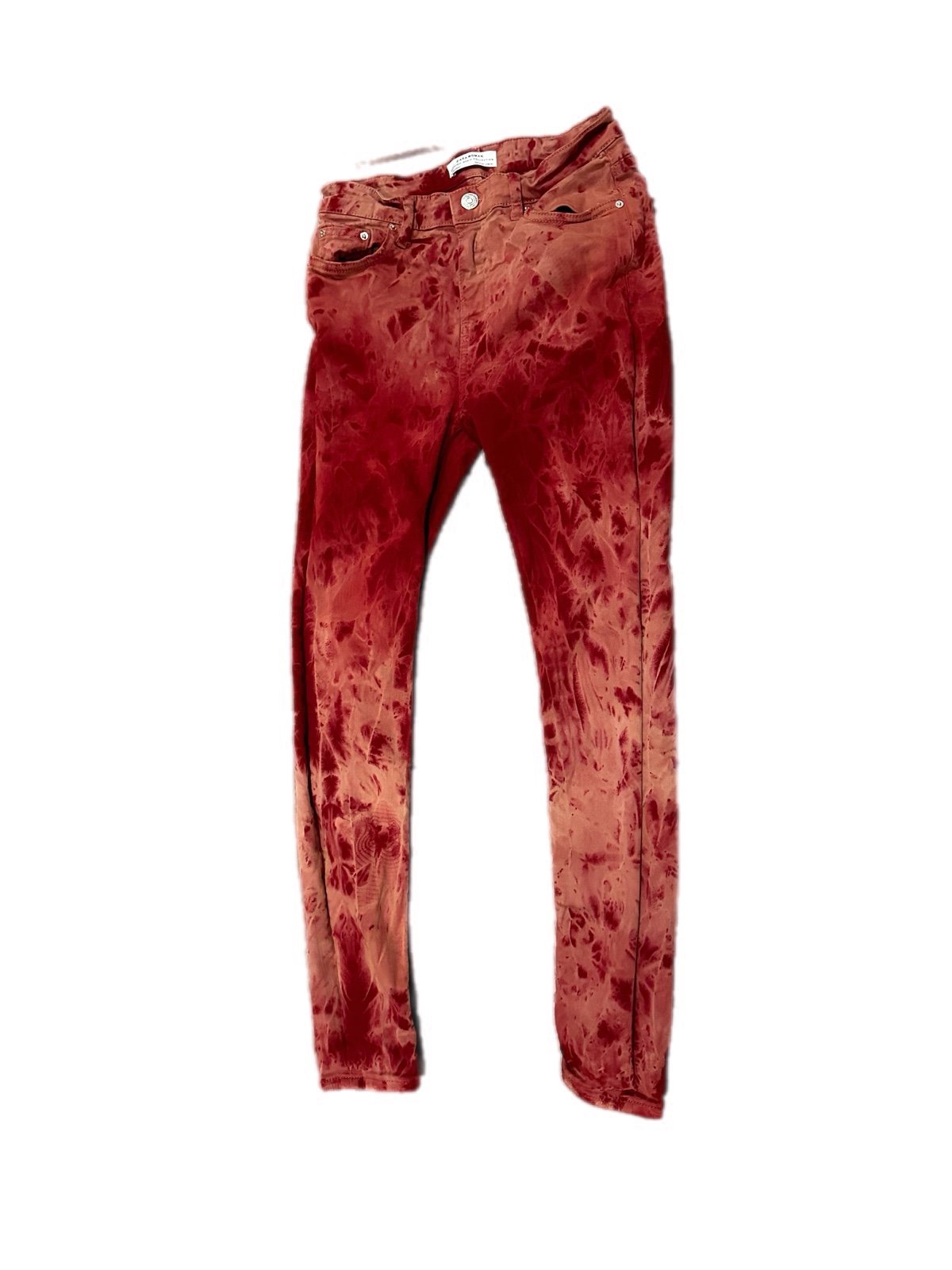 Zara Woman’s Tie Dye Skinny /slim Jeans Size 2 Color Red