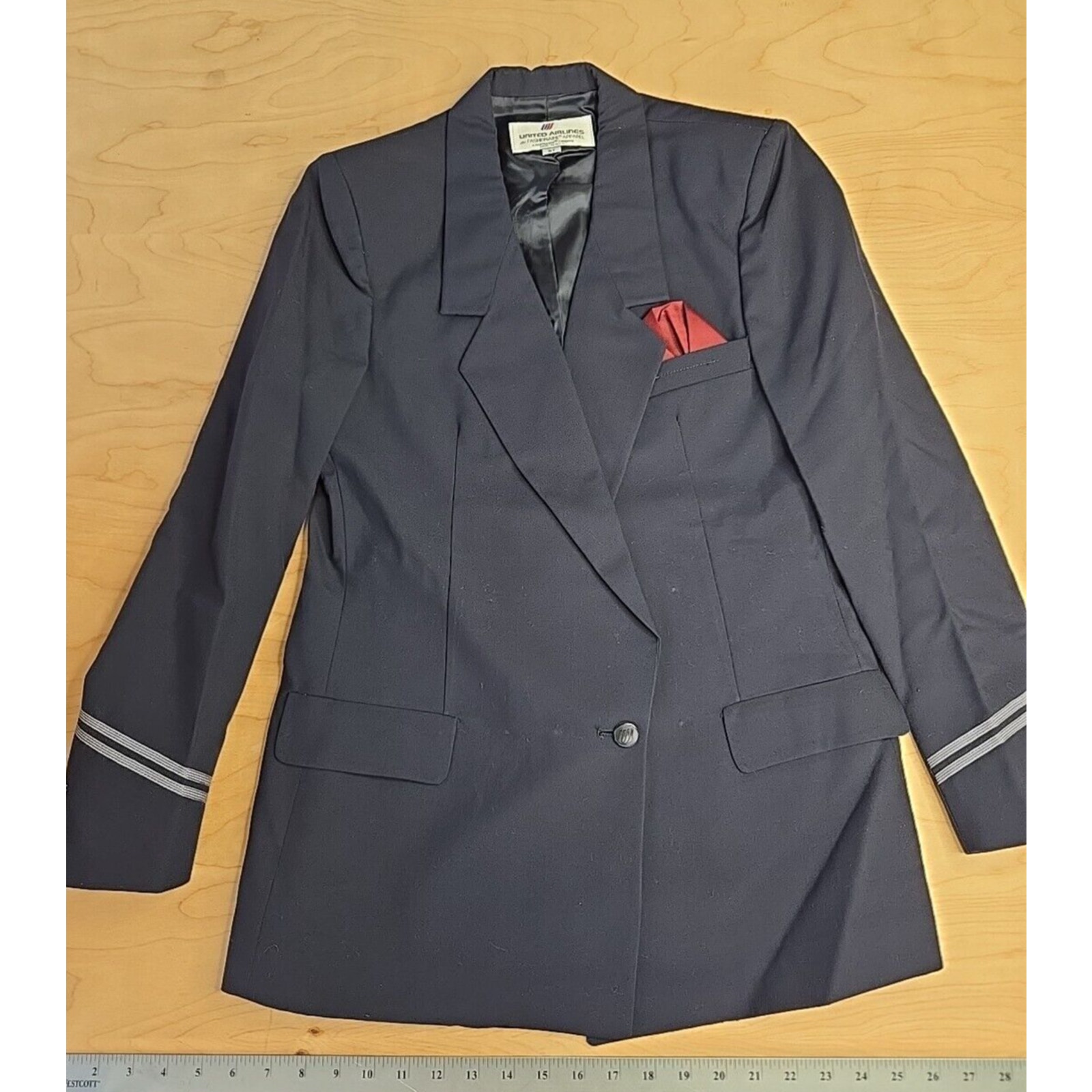 United Airlines Flight Attendant Fashionaire Jacket Blazer 8T one button Vintage