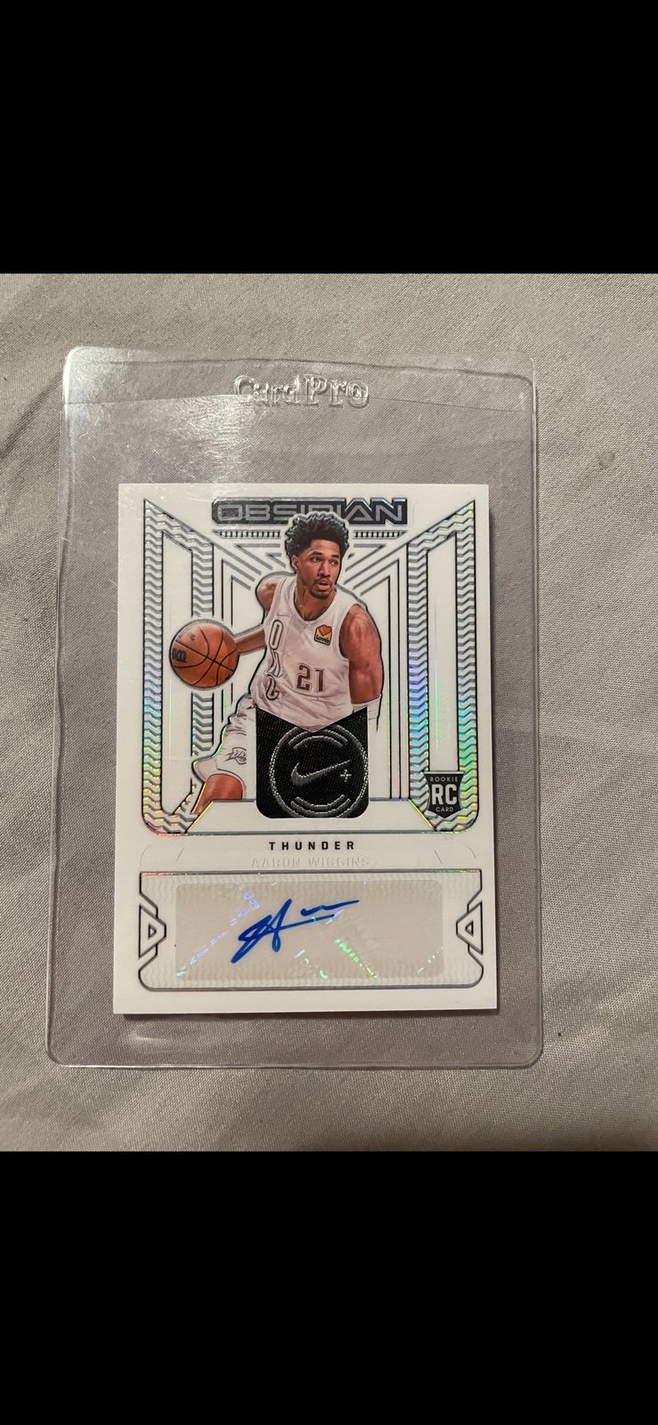 2022 Obsidian White Aaron Wiggins RPA 3/3 Laundry Tag Rookie Card