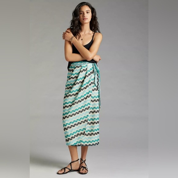 Geisha Designs Anthropologie Crochet Wrap Midi Skirt In XS