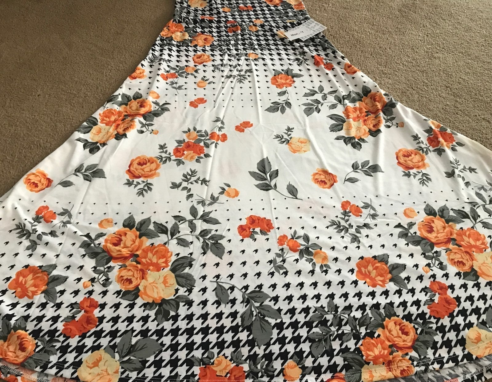 Houndtooth Roses Maxi skirt Lularore Medium 10/12 8/10 Unicorn LLR New