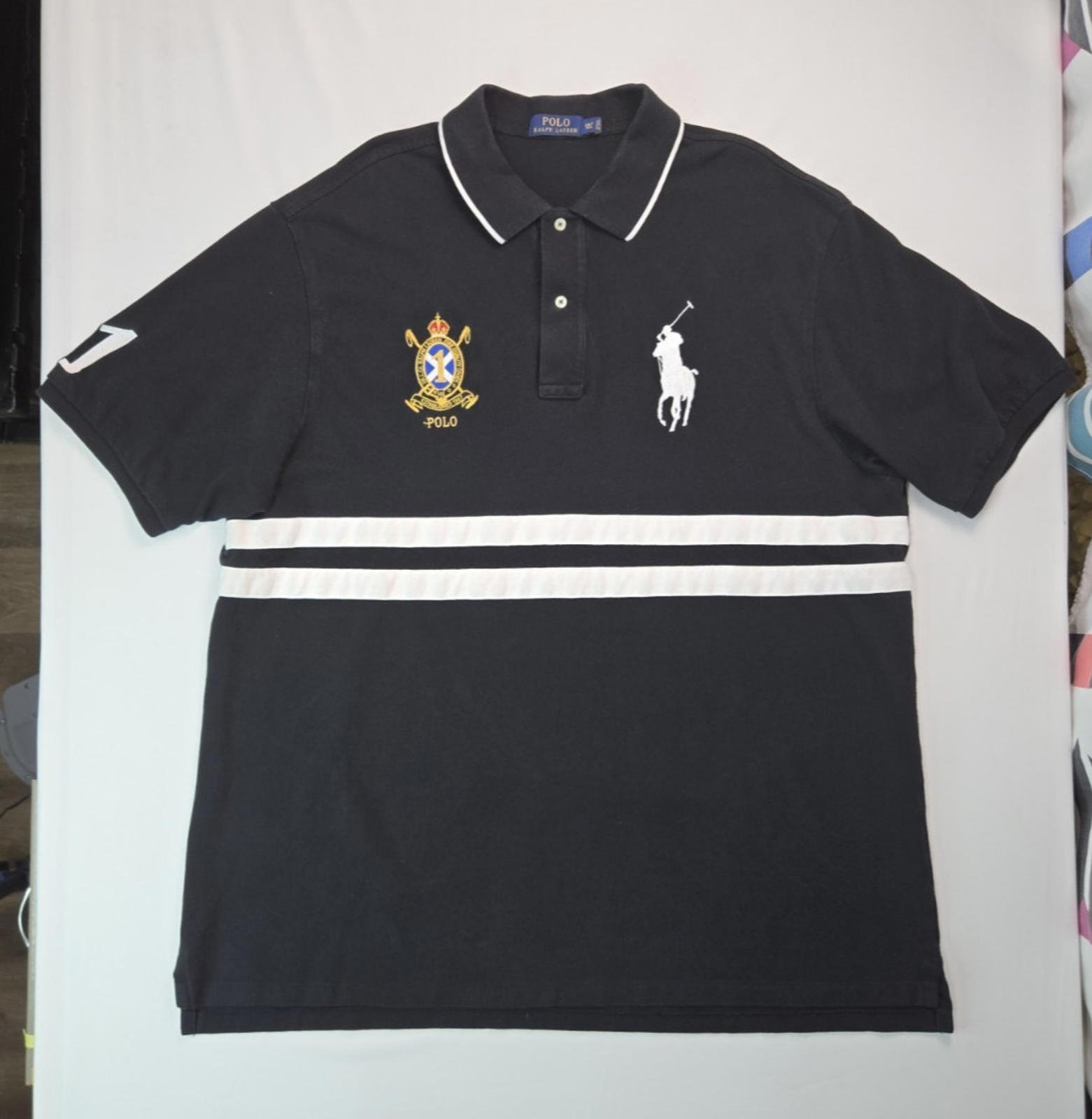 Polo Ralph Lauren Big Pony Crown Crest Logo Black Polo Shirt Mens 2XLT XXLT