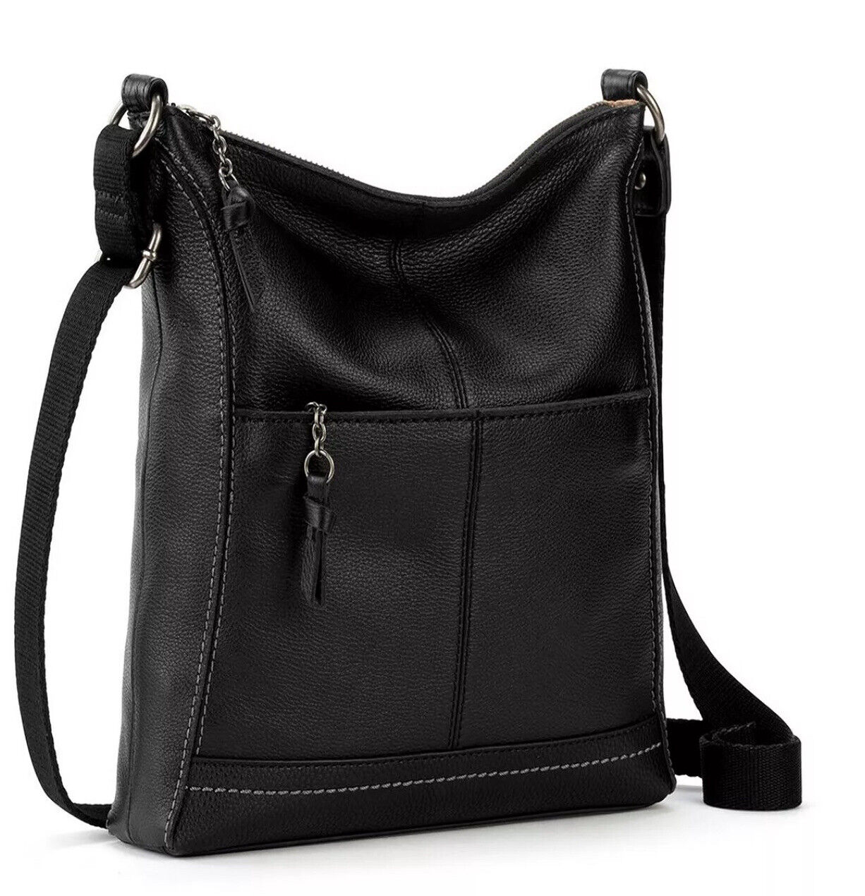 THE SAK Handbag Lucia Soft Leather Black Crossbody Multi Pockets AUTHENTIC -NWT