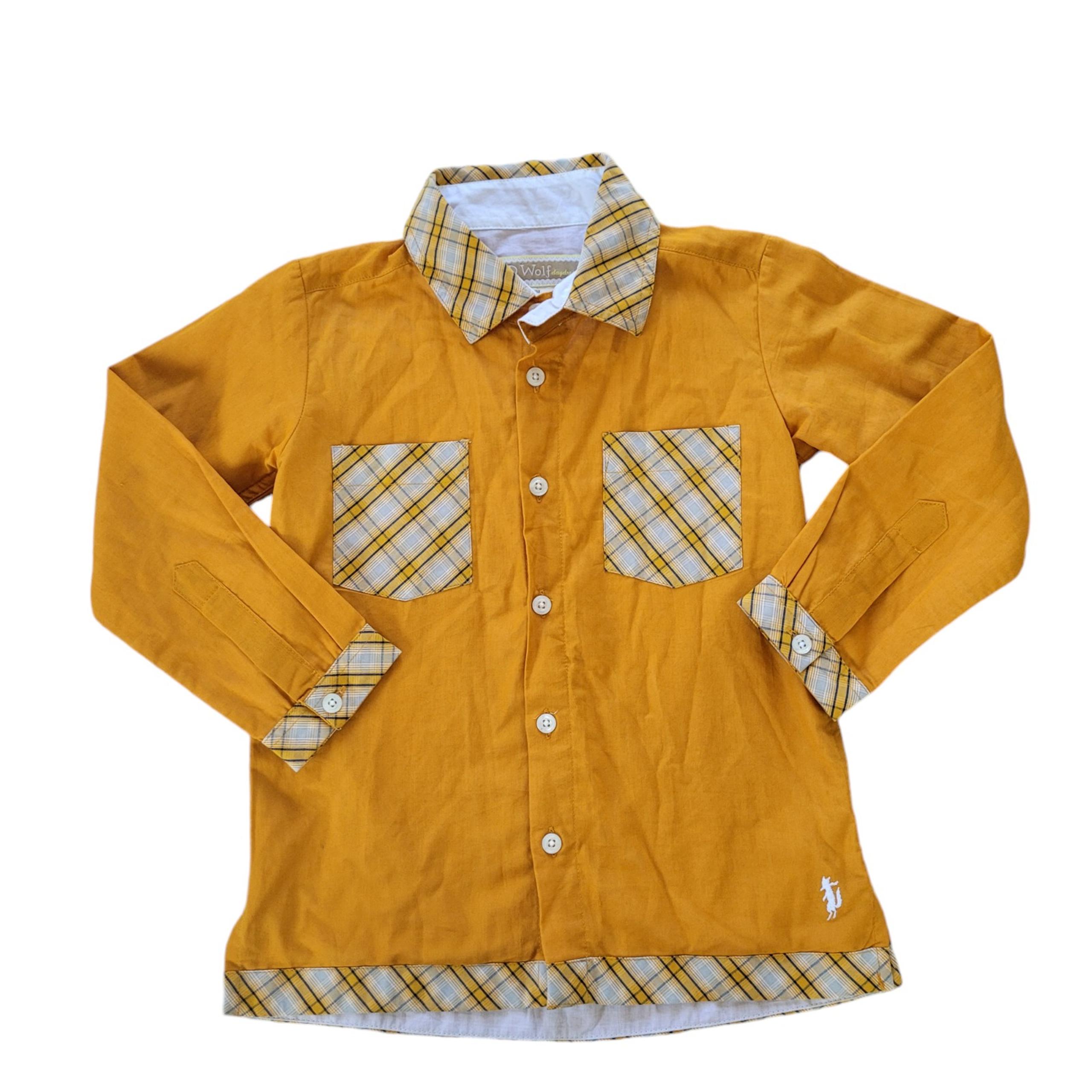 Well Dressed Wolf Marigold Acorn Gather Boy's Long Sleeve Shirt