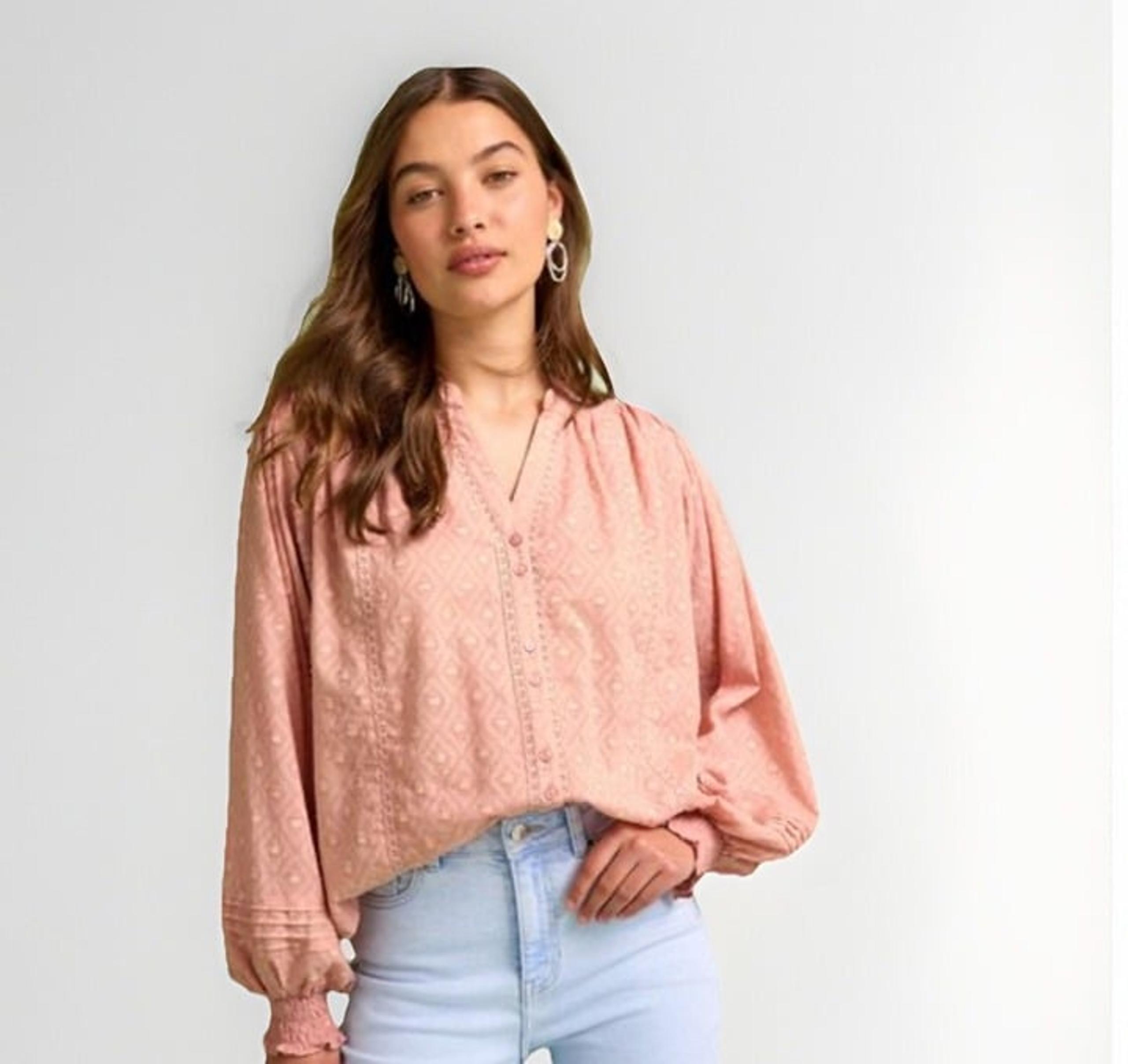 Next Top Blouse Baby Pink Size 8 Occasion Workwear Textured Lace Insert Blouse
