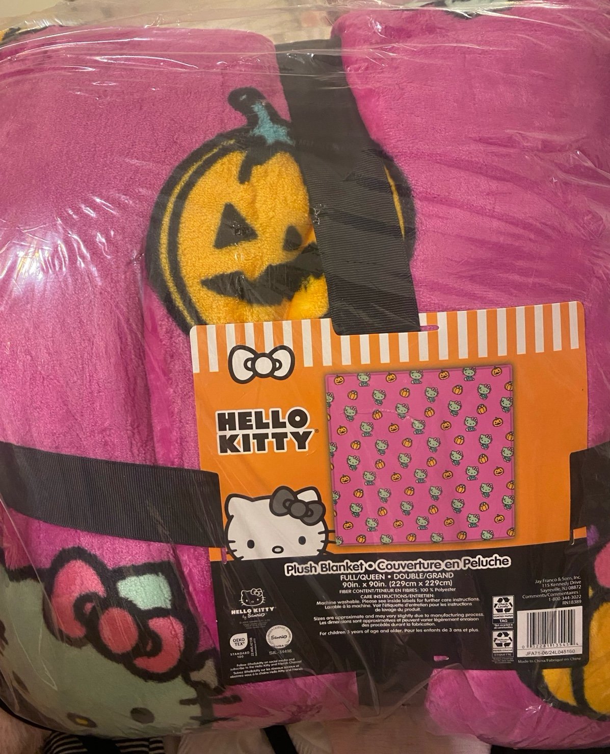 Hello Kitty Frankenstein Halloween Hot Pink full/queen Blanket