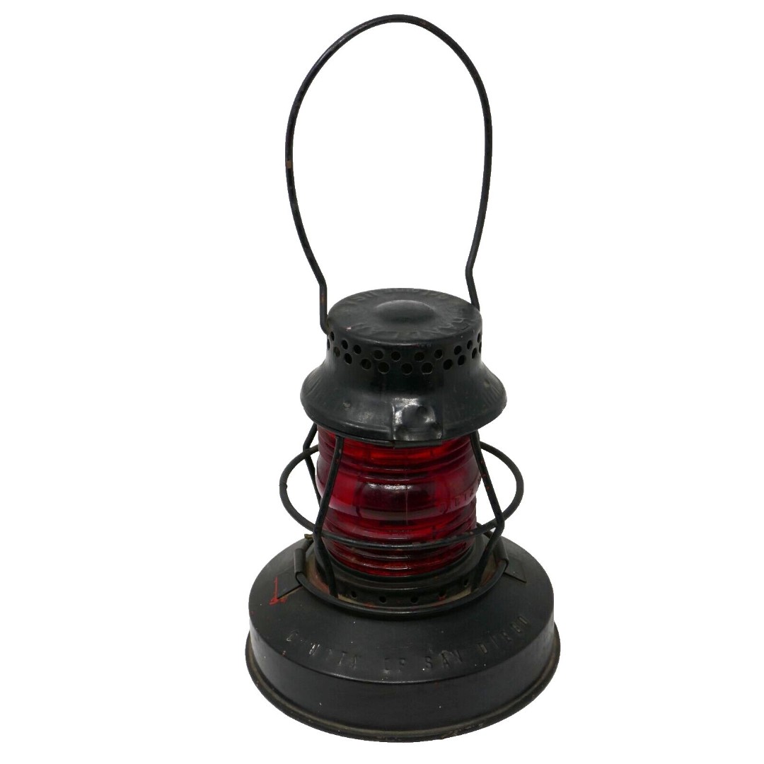 Handlan St. Louis US Kerosene Lantern w Dietz No 40 Red Globe City of San Diego