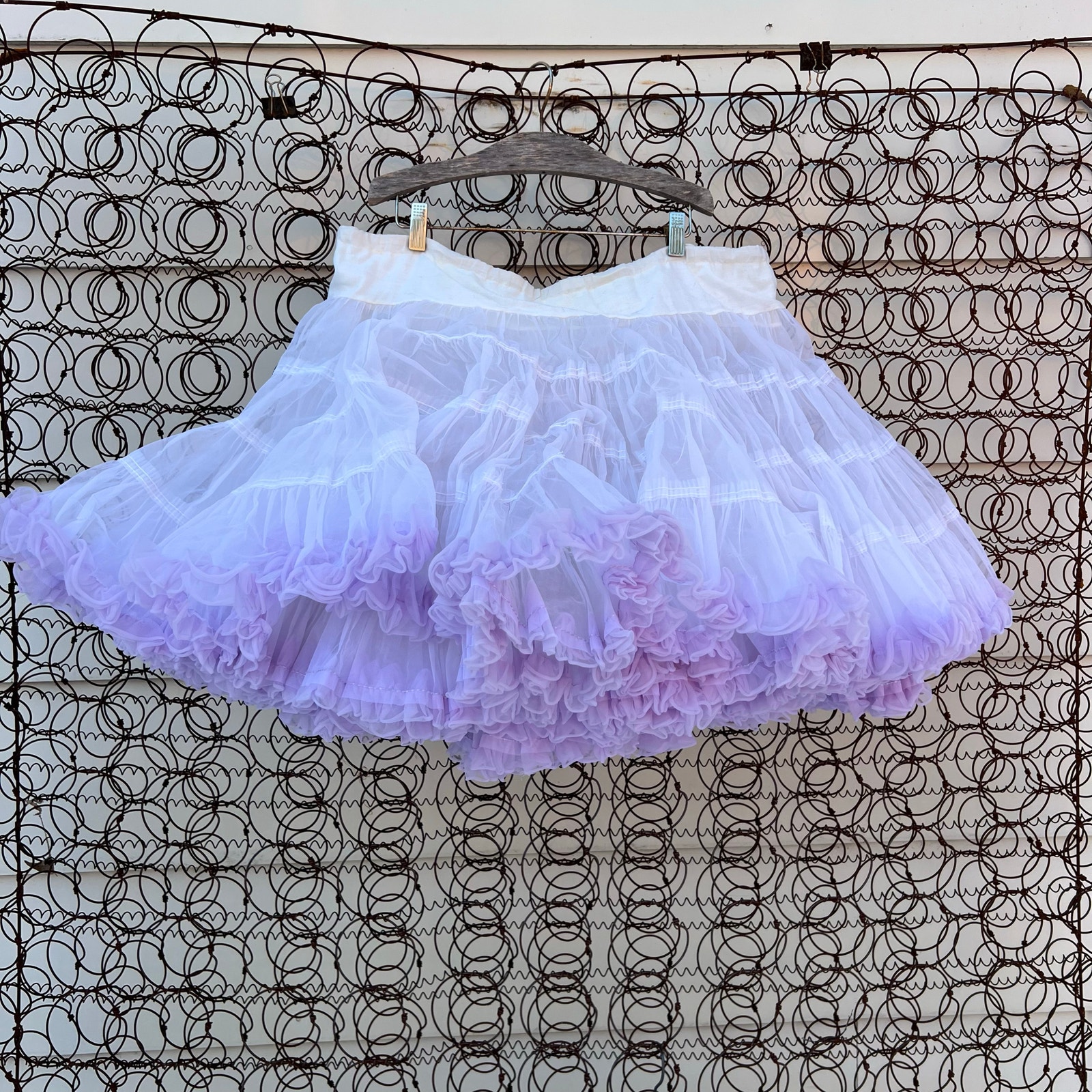 VTG Purple Lavender Square Dance Petticoat Crinoline Ruffle 2-Layers Adjustable
