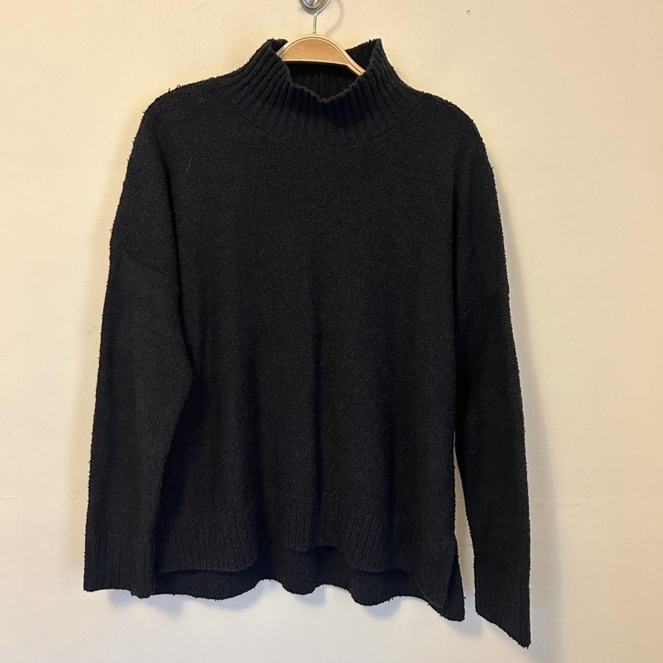 Eileen Fisher Sweater Mock-neck Medium Navy Blue 100% Organic Cotton Boxy