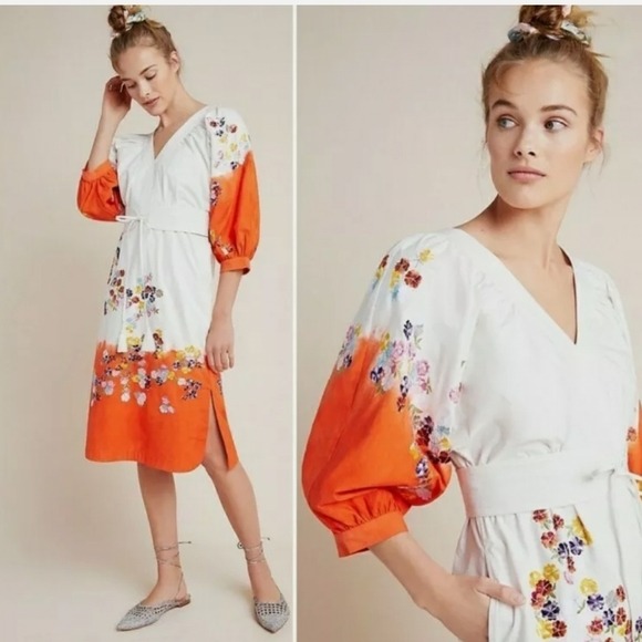 NWT Anthropologie Clemence Orange Dip-Dyed Clemence