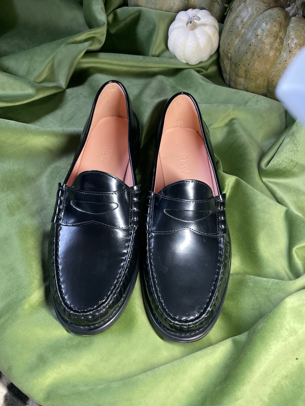 J.Crew Womens Winona penny loafers spazzolato leather Size 9 BA190 Black.