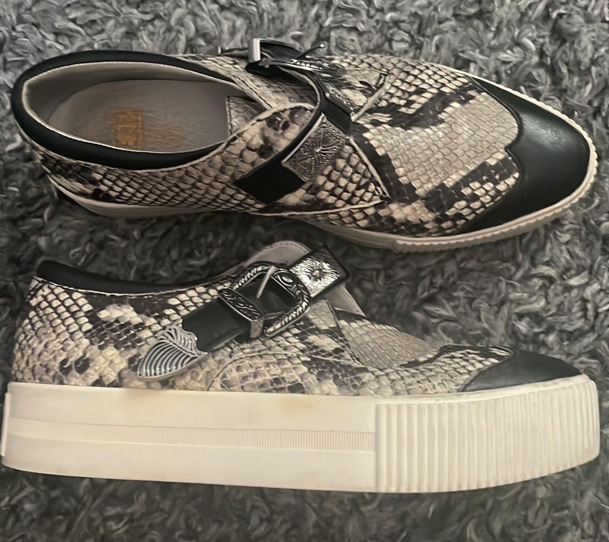 Ash Kansas shoes with buckle in Cobra print leather