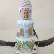 Gingerbread Mrs.Claus' Bakery Pastel Christmas Resin Layered Frosted Cake Decor