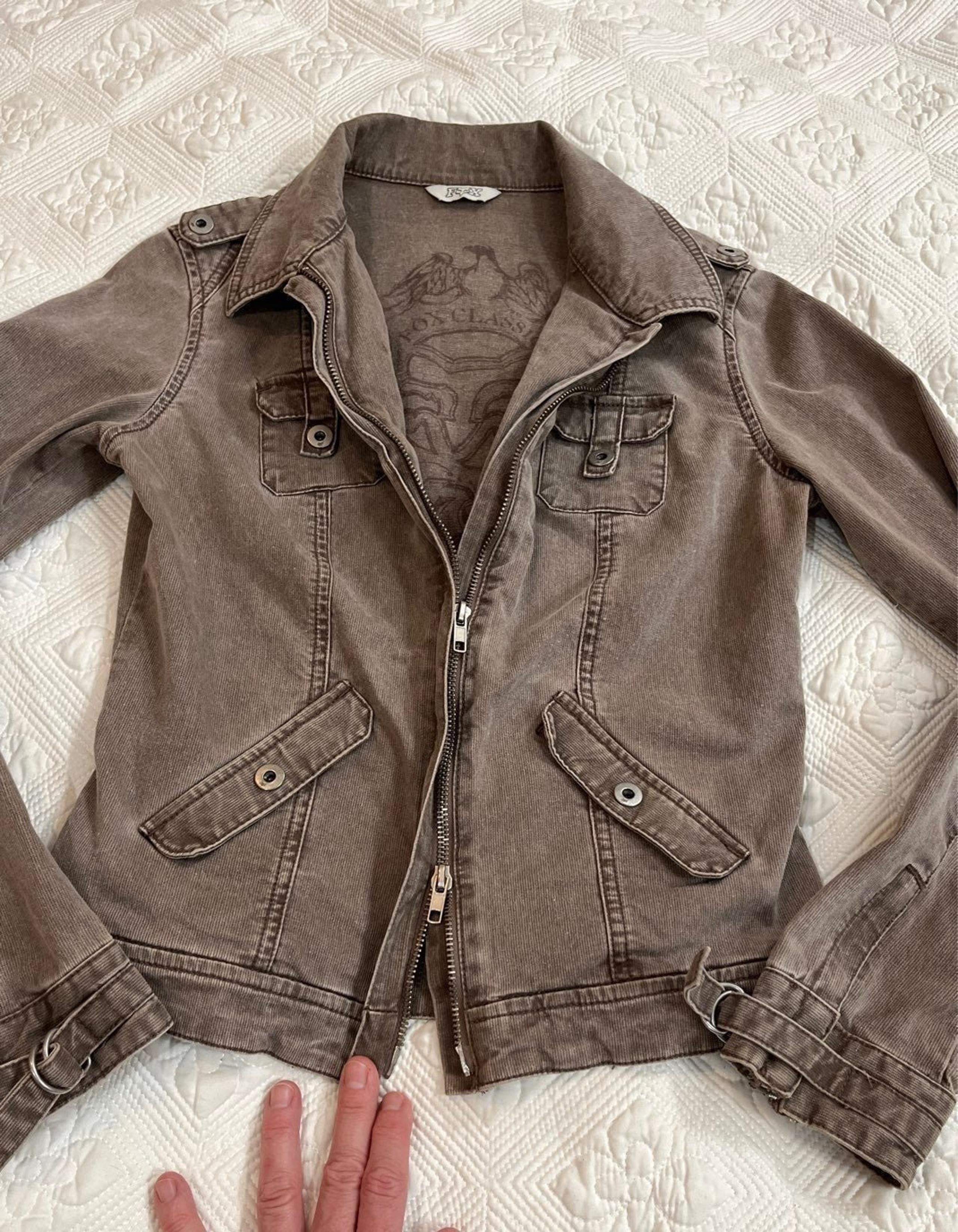 LIKE NEW! ♥️Fox Racing JEAN JACKET CROP ZIP (2-way zip) FROSTY TAUPE 2/4